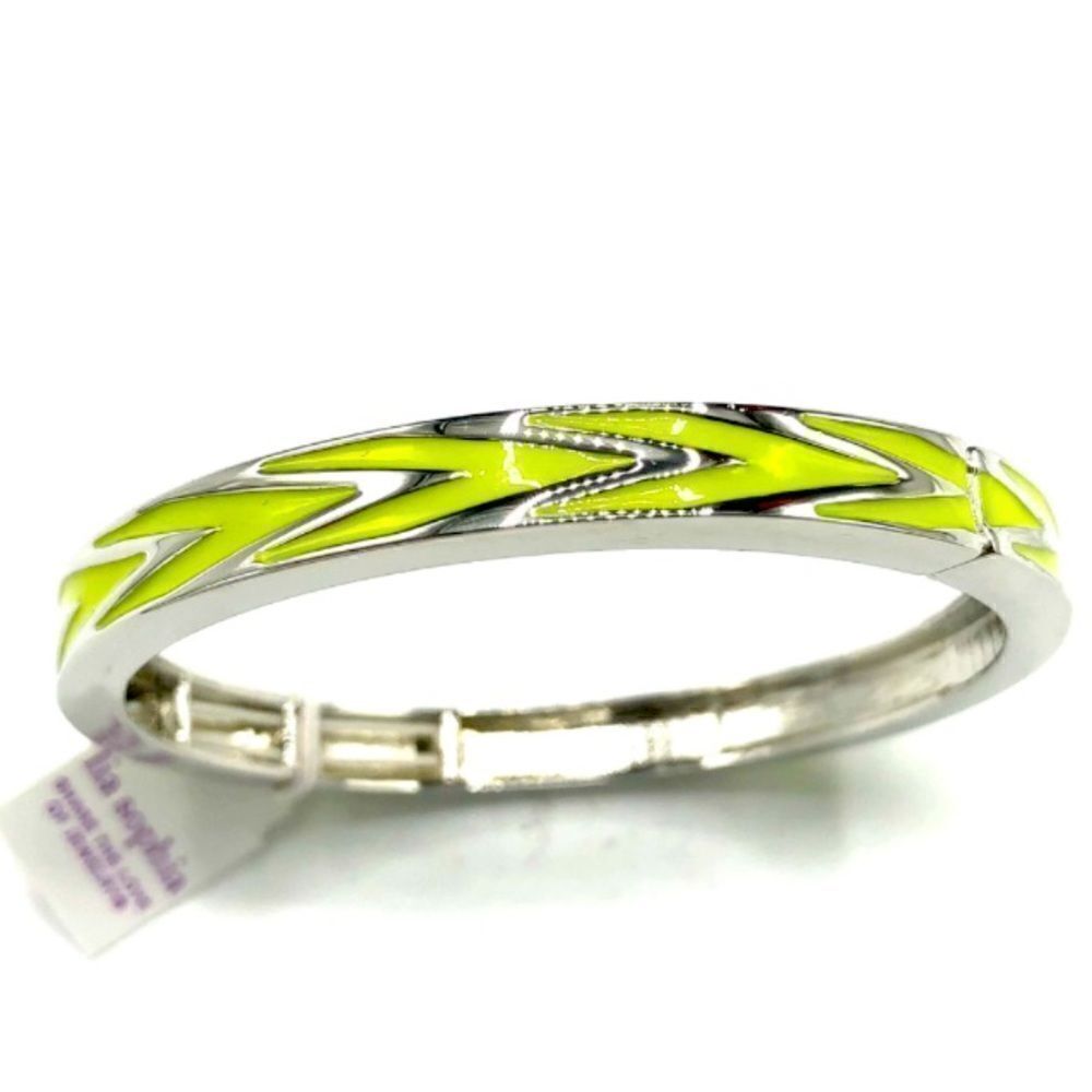 Lia Sophia neon yellow stretch bangle bracelet silver